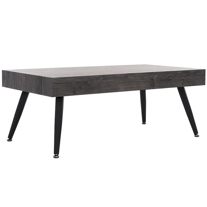 Mid-Century Modern Rectangular Coffee Table – 43"W, Vintage Black Metal Legs
