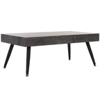 Mid-Century Modern Rectangular Coffee Table – 43"W, Vintage Black Metal Legs