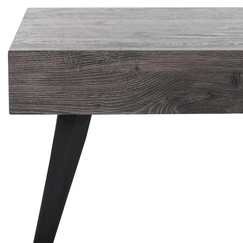 Mid-Century Modern Rectangular Coffee Table – 43"W, Vintage Black Metal Legs