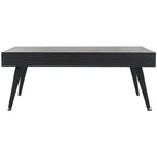 Mid-Century Modern Rectangular Coffee Table – 43"W, Vintage Black Metal Legs