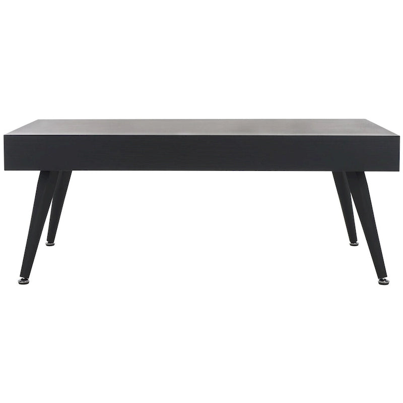 Mid-Century Modern Rectangular Coffee Table – 43"W, Vintage Black Metal Legs
