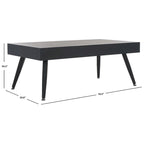 Mid-Century Modern Rectangular Coffee Table – 43"W, Vintage Black Metal Legs
