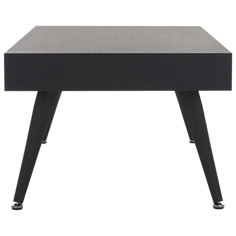Mid-Century Modern Rectangular Coffee Table – 43"W, Vintage Black Metal Legs