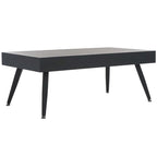 Mid-Century Modern Rectangular Coffee Table – 43"W, Vintage Black Metal Legs