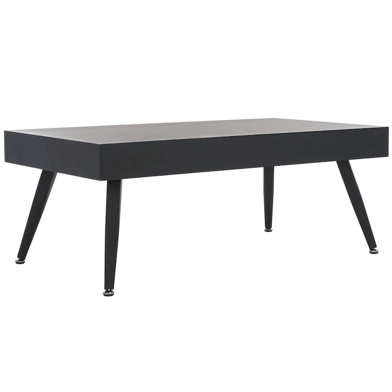 Mid-Century Modern Rectangular Coffee Table – 43"W, Vintage Black Metal Legs