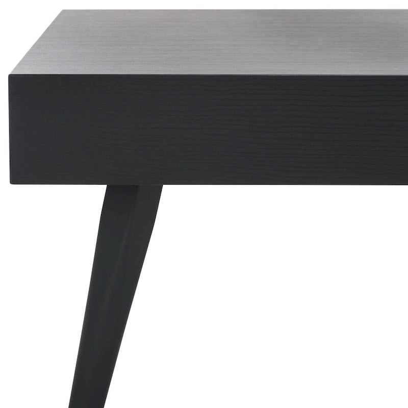 Mid-Century Modern Rectangular Coffee Table – 43"W, Vintage Black Metal Legs
