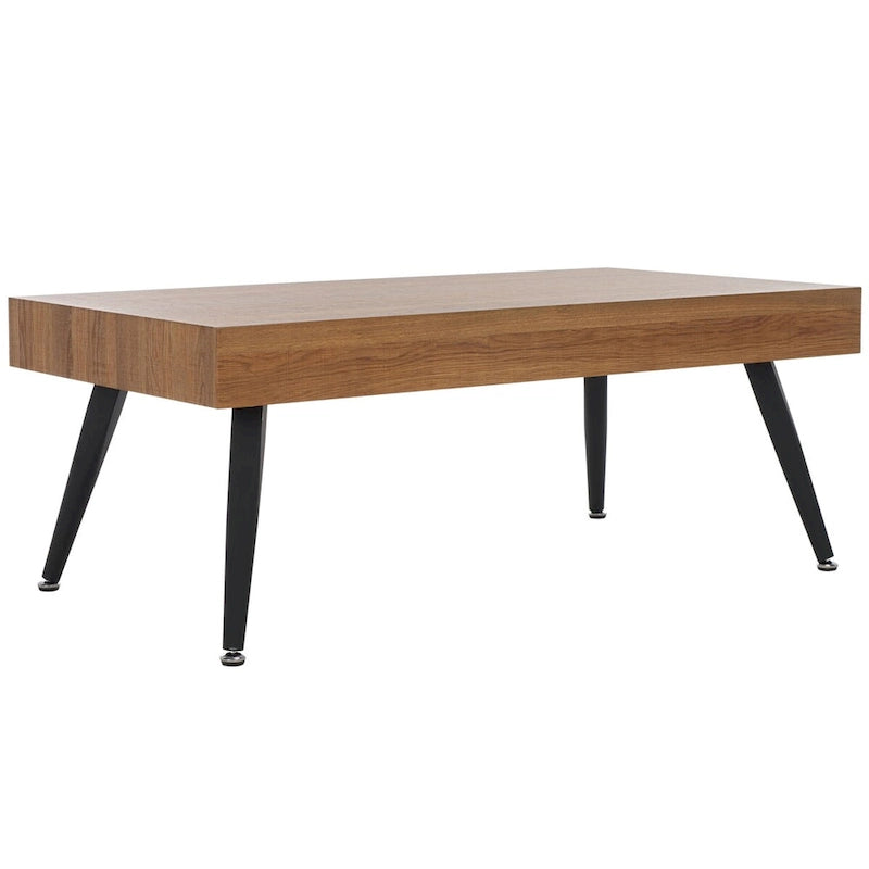 Mid-Century Modern Rectangular Coffee Table – 43"W, Vintage Black Metal Legs