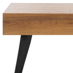 Mid-Century Modern Rectangular Coffee Table – 43"W, Vintage Black Metal Legs