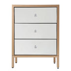 Modern Contemporary 17.7 Wide 3-Drawer Mirrored Side Table Chest Storage Dresser Nightstand