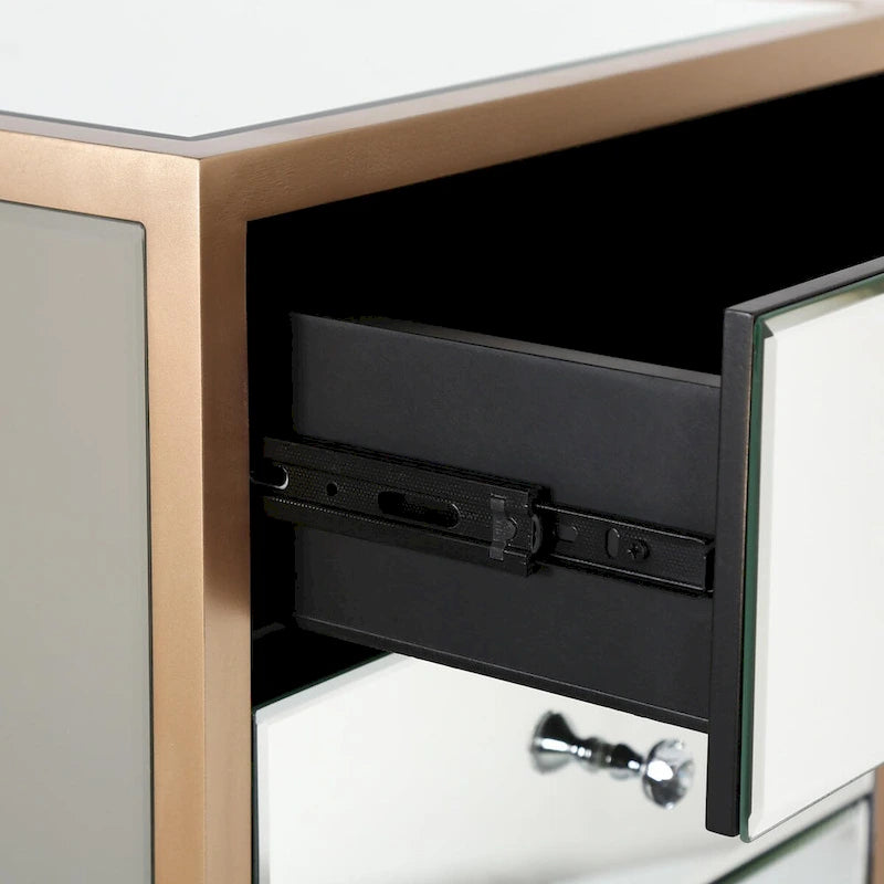 Modern Contemporary 17.7 Wide 3-Drawer Mirrored Side Table Chest Storage Dresser Nightstand