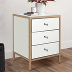 Modern Contemporary 17.7 Wide 3-Drawer Mirrored Side Table Chest Storage Dresser Nightstand