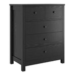 5-Drawer Bedroom Dresser – Modern Wood Grain Design, Solid Wood Legs, 29x16x37"