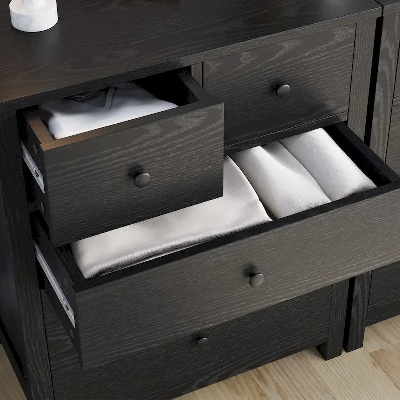 5-Drawer Bedroom Dresser – Modern Wood Grain Design, Solid Wood Legs, 29x16x37"