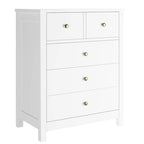 5-Drawer Bedroom Dresser – Modern Wood Grain Design, Solid Wood Legs, 29x16x37"