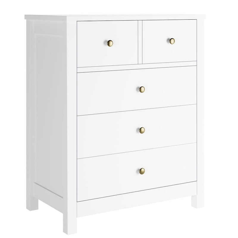 5-Drawer Bedroom Dresser – Modern Wood Grain Design, Solid Wood Legs, 29x16x37"