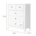 5-Drawer Bedroom Dresser – Modern Wood Grain Design, Solid Wood Legs, 29x16x37"