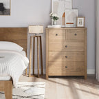 5-Drawer Bedroom Dresser – Modern Wood Grain Design, Solid Wood Legs, 29x16x37"