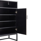 5-Tier Shoe Storage Cabinet, Wooden Shoe Cabinet with Doors Modern Shoe Organizer with Open Shelves for Entryway
