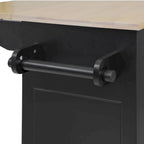 Rubberwood Kitchen Cart with Drop Leaf, 2 Drawers, Spice Rack & Locking Wheels