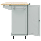 Rubberwood Kitchen Cart with Drop Leaf, 2 Drawers, Spice Rack & Locking Wheels