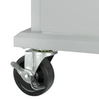 Rubberwood Kitchen Cart with Drop Leaf, 2 Drawers, Spice Rack & Locking Wheels