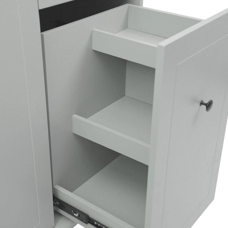 Rubberwood Kitchen Cart with Drop Leaf, 2 Drawers, Spice Rack & Locking Wheels