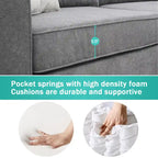 91*91 Modern Upholstered Living Room Sectional Sofa, L Shape Furniture Couch with 3 Pillows