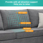91*91 Modern Upholstered Living Room Sectional Sofa, L Shape Furniture Couch with 3 Pillows