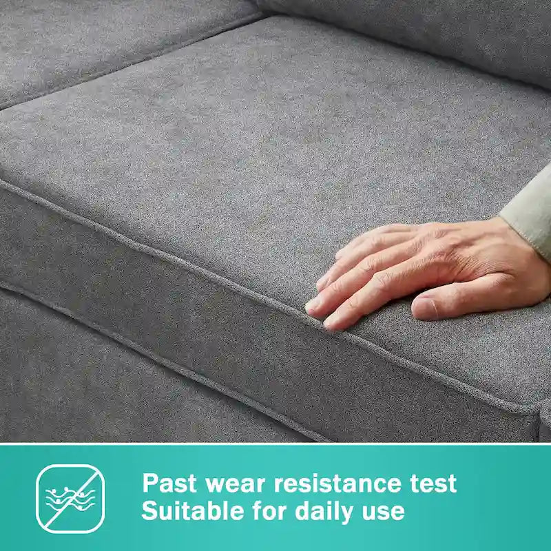 91*91 Modern Upholstered Living Room Sectional Sofa, L Shape Furniture Couch with 3 Pillows