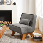 Armless Polyester Accent Chair with Back Pillow – Wood Frame, 330 lb Capacity