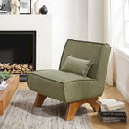 Armless Polyester Accent Chair with Back Pillow – Wood Frame, 330 lb Capacity