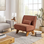 Armless Polyester Accent Chair with Back Pillow – Wood Frame, 330 lb Capacity