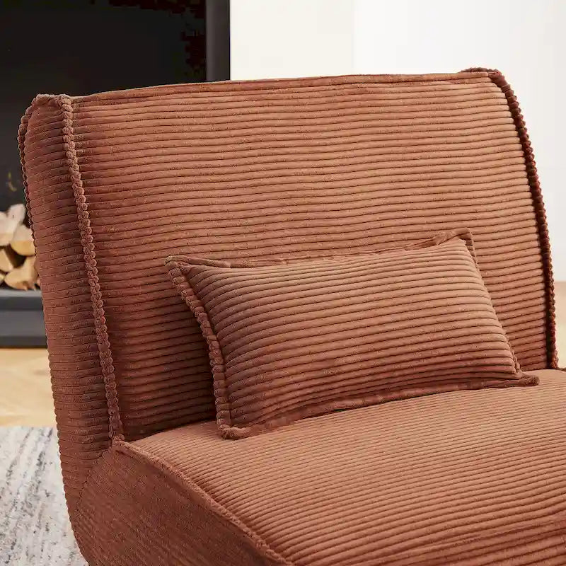 Armless Polyester Accent Chair with Back Pillow – Wood Frame, 330 lb Capacity