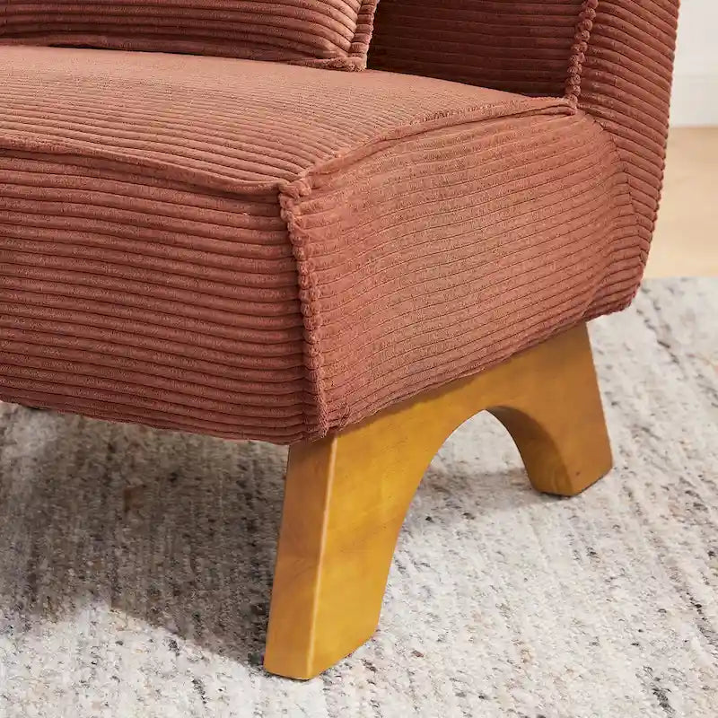 Armless Polyester Accent Chair with Back Pillow – Wood Frame, 330 lb Capacity