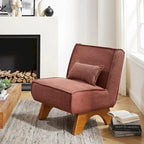 Armless Polyester Accent Chair with Back Pillow – Wood Frame, 330 lb Capacity