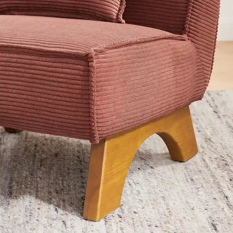 Armless Polyester Accent Chair with Back Pillow – Wood Frame, 330 lb Capacity