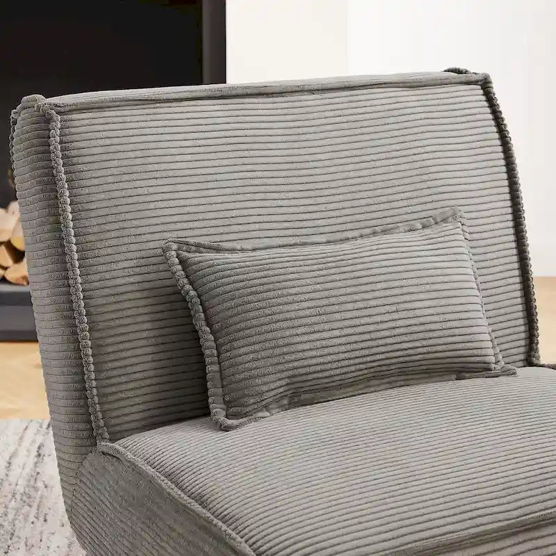 Armless Polyester Accent Chair with Back Pillow – Wood Frame, 330 lb Capacity