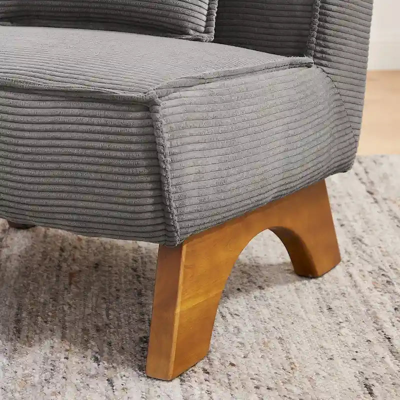 Armless Polyester Accent Chair with Back Pillow – Wood Frame, 330 lb Capacity