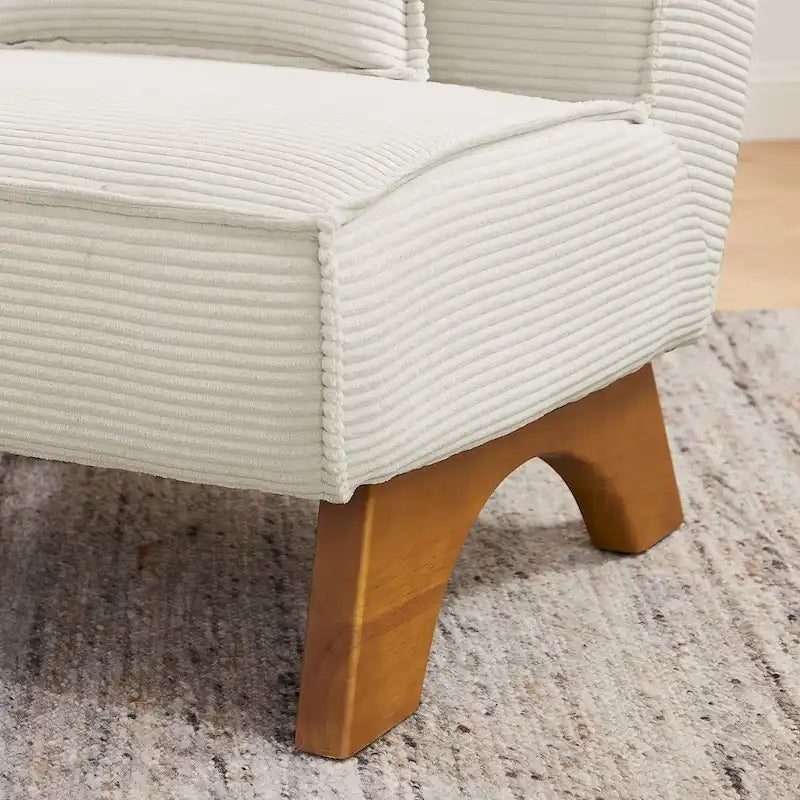 Armless Polyester Accent Chair with Back Pillow – Wood Frame, 330 lb Capacity