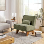 Armless Polyester Accent Chair with Back Pillow – Wood Frame, 330 lb Capacity