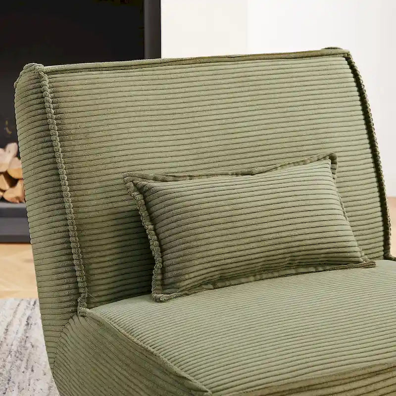 Armless Polyester Accent Chair with Back Pillow – Wood Frame, 330 lb Capacity
