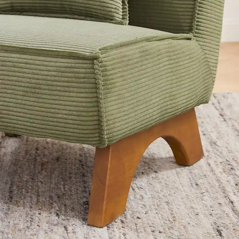 Armless Polyester Accent Chair with Back Pillow – Wood Frame, 330 lb Capacity