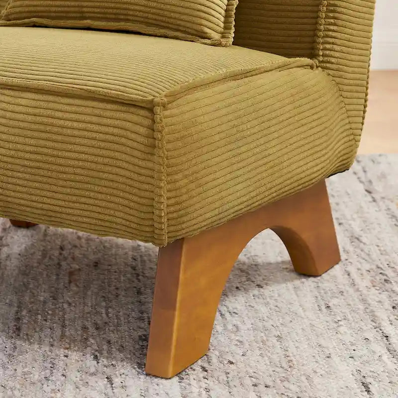 Armless Polyester Accent Chair with Back Pillow – Wood Frame, 330 lb Capacity
