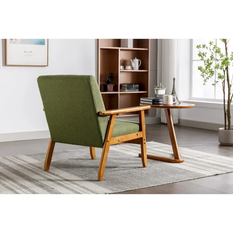 Leisure Chair with Solid Wood Armrest and Feet for Living Room Bedroom Studio chair