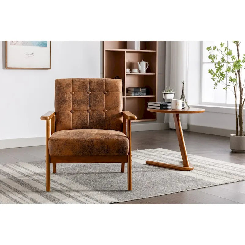 Leisure Chair with Solid Wood Armrest and Feet for Living Room Bedroom Studio chair