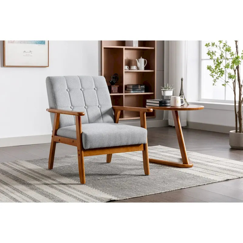 Leisure Chair with Solid Wood Armrest and Feet for Living Room Bedroom Studio chair