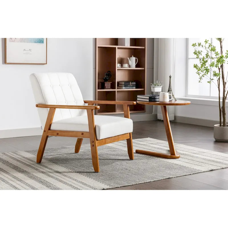 Leisure Chair with Solid Wood Armrest and Feet for Living Room Bedroom Studio chair