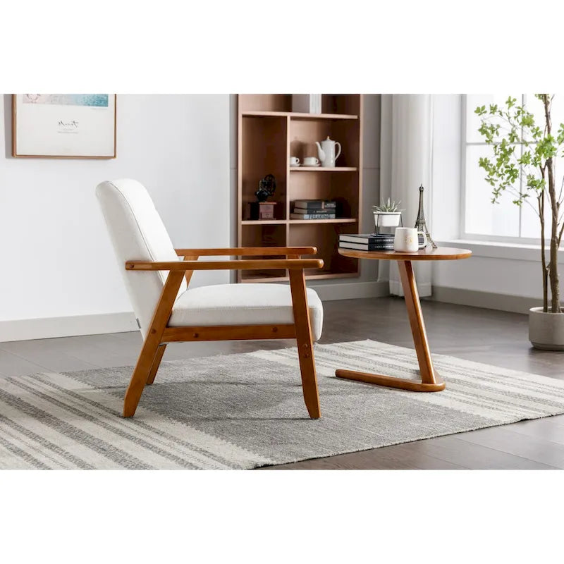 Leisure Chair with Solid Wood Armrest and Feet for Living Room Bedroom Studio chair