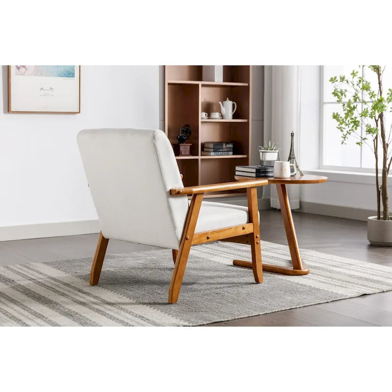 Leisure Chair with Solid Wood Armrest and Feet for Living Room Bedroom Studio chair