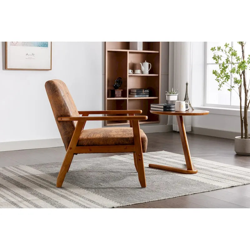 Leisure Chair with Solid Wood Armrest and Feet for Living Room Bedroom Studio chair